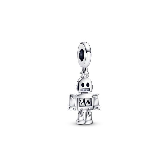 Pandora Moments Silver Bestie Bot Robot Dangle Charm - Picture 1 of 3